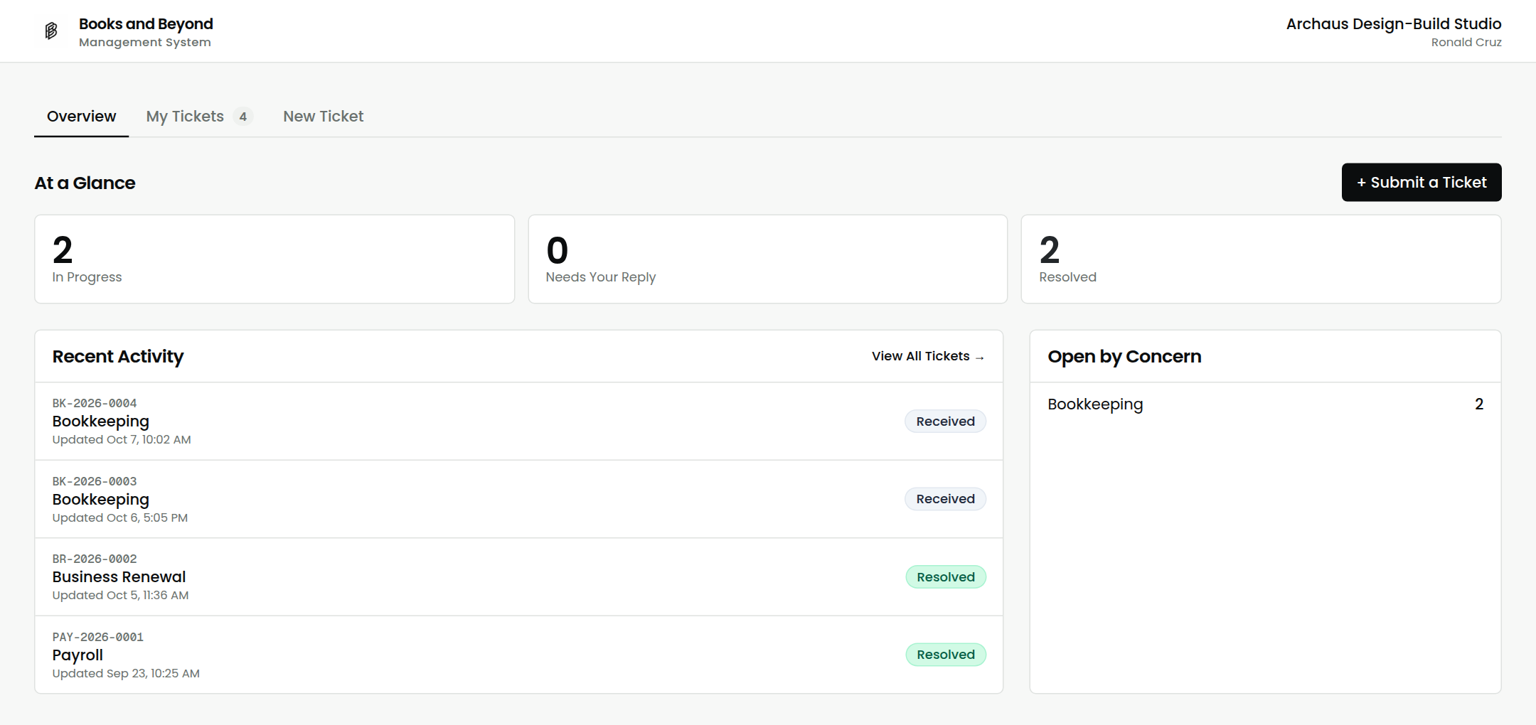 Client portal on desktop