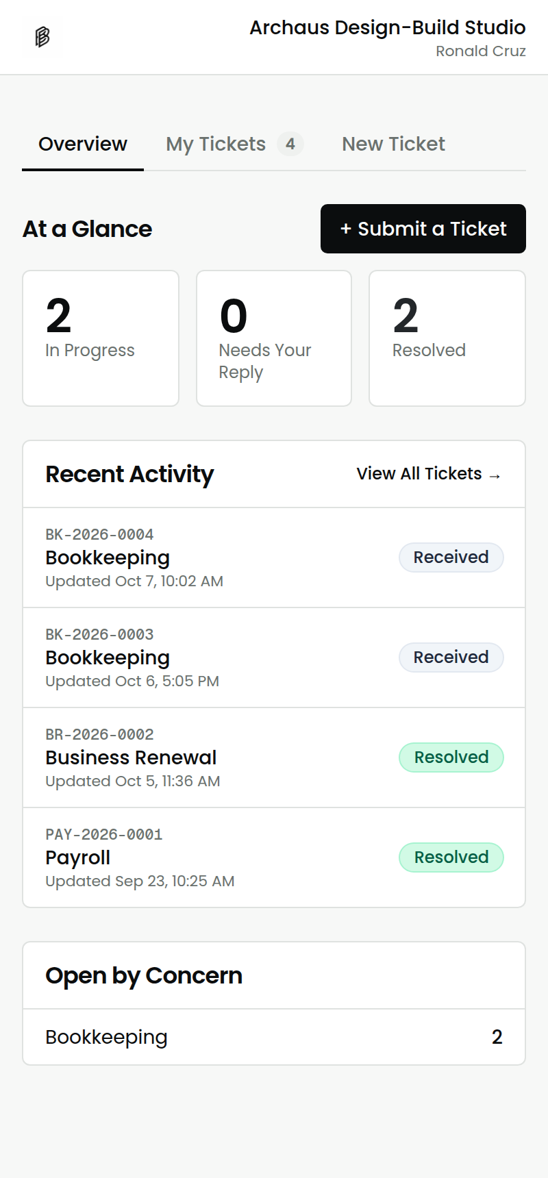 Client portal on a phone